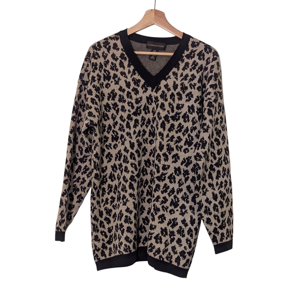 Classiques Entier Mer8no Wool Animal Print V-Neck Sweater Women's, M